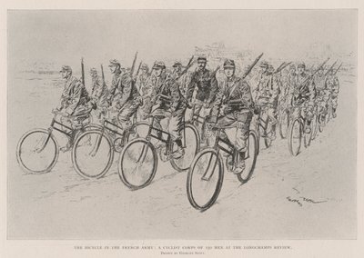 The Bicycle in the French Army, a Cyclist Corps of 150 Men at the Longchamps Review by Georges Bertin Scott